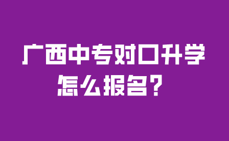 廣西中專對口升學怎么報名？