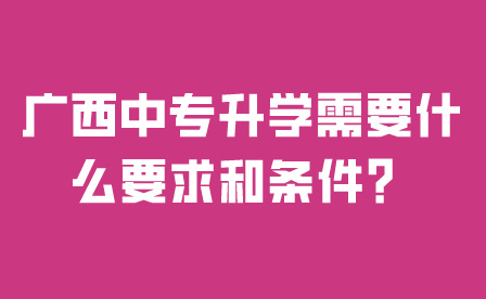 廣西中專升學需要什么要求和條件？