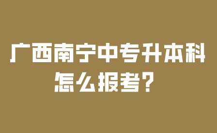 廣西南寧中專升本科怎么報考？
