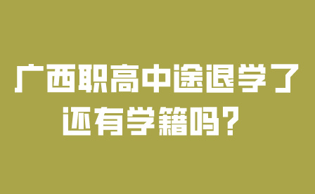 廣西職高中途退學了還有學籍嗎？