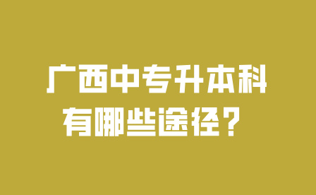廣西中專升本科有哪些途徑？