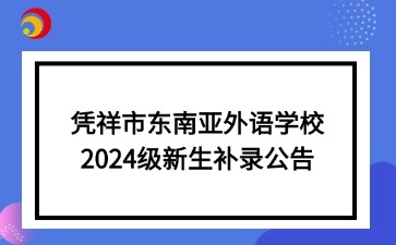 憑祥市東南亞外語學校2024級新生補錄公告