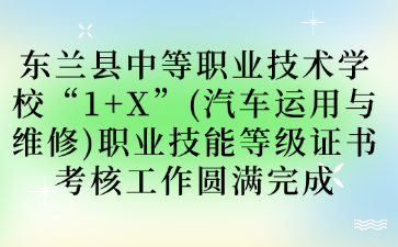 東蘭縣中等職業技術學校“1+X”(汽車運用與維修)職業技能等級證書考核工作圓滿完成